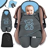 KIDIZ® Baby Einschlagdecke Babyschale Winter Herbst Babydecke mit Tasche Universal Fußsack kompatibel mit Maxi-Cosi, Römer, Buggy, Kinderwagen & Autositz isolierend gegen Wind, Nässe & Kälte