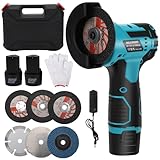 Mini Akku Winkelschleifer, 12V Winkelschleifer Werkzeug mit 6 Schneidscheiben, 2 x Batterien1500mah, 78MM, 18500rpm, Mini Akku Flex zum Schneiden, Polieren und Schärfen