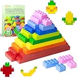 Mirthben 80 Stück Große Bausteine Set, 2 Formen und 8 Farben Bauklötze, Kompatibel mit Duplo Steine und Allen führenden Marke, Bunte Bauspielzeug für Kinder ab 3 Jahren