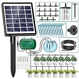 AnseTo Solar Bewässerungssystem für 2024 Neuestes Automatische Bewässerungscomputer für Garten, Balkon, Greenhouse Pflanzen, Kübelpflanzen im Freien mit 12 Timer-Modi und 15 Bewässerung Tropfschlauch