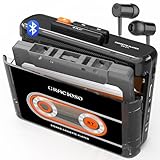 Gracioso Kassettenband, Bluetooth-Kassettenrekorder mit 1100 mAh wiederaufladbarem Akku, kompakter Vintage-Kassettenrekorder mit Kopfhörer, Mini-Kassettenrekorder mit Clip (Schwarz)