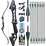 Tongtu 57' Recurvebogen Pfeil und Bogen Set für Erwachsene Rechte Hand 30-60LBS Jagd Longbow Set für Die Jagdpraxis Outdoor-Sportarten
