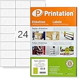 Printation Universal Etiketten 70 x 37 mm weiß - 600 Adressetiketten selbstklebend 70x37 auf 25 DIN A4 Bogen á 3x8-24 Adressaufkleber pro Blatt A4 bedruckbar - 3474 4453 4615 FBA Internetmarke 70x37