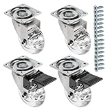 GTV - Möbelrollen BRAZIL, Lenkrollen, 4 Stück set Rollen für Möbel: 2x Rollen mit Bremse, 2x ohne Bremse, aus Stahl und Gummi, +16 konische Schrauben 4x17, Durchmesser: 50 mm, Farbe: Transparent