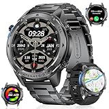 GPS Smartwatch Herren mit LED Taschenlampe,1.43‘’Amoled Display,Fitnessuhr mit 530 mAh Große Batterie,120+ Sport Modi