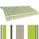 Jawoll Kassetten-Markise 5 x 3 m grün-braun (Profilfarbe: Weiß) Sonnenschutz Alu Markise Schattenspender Sonnensegel Hülsenmarkise Gelenkarm-Markise
