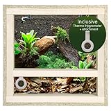 REPITERRA Terrarium für Reptilien & Amphibien, Holzterrarium mit Seitenbelüftung 40x40x40cm