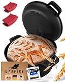 Oakfire Gusseisen Topf 2in1 zum Brot Backen - Ø26cm 4,6L - Anti-Haft Patina Pfanne aus Gusseisen - Hochwertiger Schmortopf, Bräter & Brotbackform mit Deckel - Cast Iron Pan mit SpreadHeat