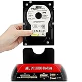Retoo Festplatten Docking Station USB 3.0, SATA IDE 2,5 Zoll & 3,5 Zoll HDD SSD, Offline-Klonen, OTB-Backup, Kartenleser, Plug&Play, LED-Anzeige, Externes Netzteil, Kompatibel mit Windows 7/8/8.1/10
