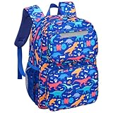 Bagseri Kindergarten Rucksack für Jungen, 15L Dinosaurier Rucksack für Kinder 3 bis 8, Vorschulrucksack mit isolierter Tasche, Schulbuchtasche für erste zweite Klasse, blau