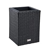 ESTEXO Polyrattan Blumentopf Übertopf Pflanztopf Blumenkübel Rattan Pflanzkübel Topf (40 cm/Schwarz)