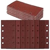 40 Stück Schleifblatt Set 93 x 185 mm, Schleifpapier Klett Körnung 60 80 120 180 320 600 800 1000, 8 Löcher Schleifstreifen Metallschleifen und Autopolieren Holzmöbel Finishing Schleifen
