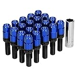 MasYosh 20 Stück Verlängerte Radschrauben, M14 X 1,5 Stahl, 28 Mm Gewinde mit Hülse, Universell für Auto (Blau)