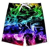 Belovecol Jungen Badehose 3D Bunt Druckened Schnell trocknende Strandhose Sport Laufen Schwimmen Surf Board Shorts 11-12 Jahre