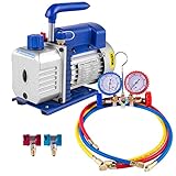 VEVOR 3CFM Leere einstufige Vakuumpumpe, 1/4HP Vakuumpumpe 2-Wege Unterdruckpumpe Klimaanlage, 220V Vakuumpumpe Unterdruckpumpe
