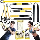 Schlingentrainer, Sling trainer für ein Ganzkörpertraining, Schlingentrainer für zuhause mit Großem Griff Türankerbefestigung Tragtasche, Übungsanleitung for Homegym