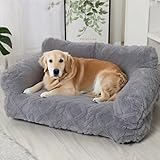 KunpengZen Hundesofa & Katzensofa – Flauschiges Hundebett Kleine Hunde, Waschbares Katzenbett mit Rutschfester Unterseite, Grau 65x45cm, Weiche Katzencouch für Katzen