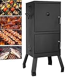 Räucherofen mit Thermometer,Holzkohlegrill Räucherschrank Räucherschrank mit Grillrost Rost-und hitzebeständige Beschichtung, Räucherkammer Geeignet für Fisch hausgemachten Speck und Grill