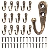 15 Stück Klassische Metall Haken, Wand Haken im Antik Guss Eisen Design Schlüsselhaken Bronze Mantelhaken mit Schrauben Vintage Kleiderhaken Mini Huthaken Vintage Haken für Handtücher Bad Küche