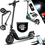 KESSER E-Scooter mit Straßenzulassung 40km Reichweite Faltbarer Elektro 36V / 10 Ah Batterie Roller Belastung bis 120kg 450W Motor 10'' Reifen LCD-Display und universelle Smartphonehalterung Schwarz