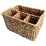 Alipis Geflochtener Besteckkorb aus Hyazinthen material Langlebiger Küchenaufbewahrungskorb für Messer Gabeln Löffel Multifunktionaler Besteckeinsatz Natürlicher Rustikaler Stil