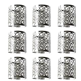 50 Stück Serviettenringe Kraftpapier Rebe Jede 13.5*4cm Ausgehöhlt Muster Hochwertige Papierklammer Vintage Seidenschalspange Geeignet Für Hotel Bankett Hochzeit Party Tischdekoration-Silber