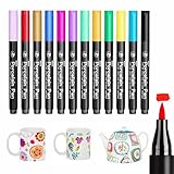 Altaroo 12 Farben Porzellanstifte Spülmaschinenfest, Porzellanstifte, Porzellanfarbe Spülmaschinenfest für Keramik Bemalen und Glasmalstifte, Glasmalstifte Spülmaschinenfest