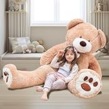 MKS Teddybär XXL 200cm – Riesiges Kuscheltier für Kinder & Erwachsene – Flauschiges XXL Plüschtier – Großer Teddybär als Geschenk für Geburtstag & Valentinstag – Weich & pflegeleicht