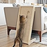 PETKARAY Kratzbrett Katze, 68 cm Hohe L-förmiger Sisal Kratzsäule, Dual-Use Kratzpads für Katzen, Katzenkratzbrett für Wand und Ecke (Mit Katzenminze, Mausspielzeug)