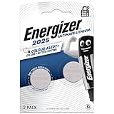 Energizer Ultimate Lithium - CR 2025 Knopfzelle 3V Batterien (2 Stück) - Weltweit erster 3 in 1 Kinderschutz neuer Farbwarn-Technologie - Autoschlüssel, Fernbedienungen, Waagen