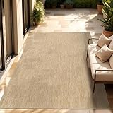 Paco Home Outdoor Teppich Flachgewebe Sisaloptik Modern Einfarbig meliert wetterfest & pflegeleicht Küchenteppich Ideal für Terrasse Balkon Garten, Grösse:200x280 cm, Farbe:Natur