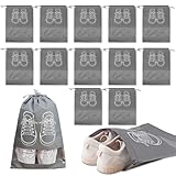 12-Stücke Schuhbeutel, Schuhtasche Reise, Vlies Schuhsack, Schuhbeutel Sport, Pulling Seil Transparente Schuhtasche, Reise Zubehör Für Den Täglichen Gebrauch Und Auf Reisen Travel Essential