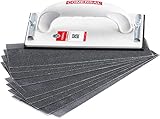 COMENSAL® Handschleifer set 230 x 105 mm - Rigips-Set - Profi Handschleifer - Rigipswerkzeug - mit Metallklemmgriff und Schleifgitterleinen - Made in EU