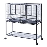 Panana käfig Vogelkäfig Doppelkäfig für wellensittich Papagei nymphensittiche,Nagerkäfig Chinchilla Kakadu Zuchtkäfig (95,5 x 45,5 x 105 cm Schwarz)