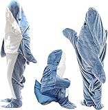 Kuschelige Flanelldecke mit Kapuze, Hai-Motiv, warm, tragbar, Schlafsack, lustige Filmabende, Cosplay-Geschenke