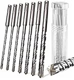 KSP-TEC® | SDS Plus Bohrer Set | 7tlg. 5-12mm | Hammerbohrer für Beton mit 4 Schneiden | in den Größen 5,6,6,8,8,10,12 | Betonbohrer | (SDS Plus Bohrer Set 7tlg.)