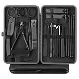 SSyang 24 Stück Nagelschere Set, Pediküre Set, Nagel Set, Nagelset Maniküre, Nageletui, Nail Set, Fussnagel Pflegeset, Edelstahl Nagelzangen, Scheren, Pinzetten, für Hände, Gesicht, Füße und Ohren