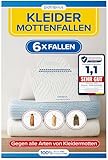 Patronus Kleidermottenfalle [6 Stück] - effektiver Mottenschutz für Kleiderschrank - Mottenfalle Kleidermotten mit maximaler Lockwirkung - Kleidermotten bekämpfen - Alternative zu Mottenpapier