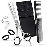 FABCARE Profi Effilierschere einseitig mit Kamm und Etui - Ausdünnschere mit Präzisionsschraube - 5,5 Zoll - Extra scharfe Modelierschere aus hochfestem Messerstahl - Friseur Stufenschere für Haare
