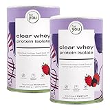 for you clear whey protein isolate waldfrucht - 2x600 g (20 Port.) Doppelpack - Hoher Eiweißanteil 93%, laktosearm, glutenfrei, sojafrei - Eiweiß trägt zum Aufbau & Erhaltung von Muskeln & Knochen bei