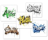 PICTALOO Mülltonnenaufkleber Graffiti, 10er Set coole Aufkleber Mülltrennung, Mülltonen Aufkleber Abfalltrennung für Jugendliche, Biomüll, Altpapier, Gelber Sack, Rest Müll & Glas, Müllaufkleber