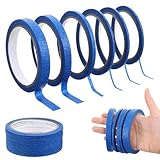 guduling 6 Rollen Masking Tape Band,Blau Fine Line Tape,Malerkrepp Selbstklebend,Kreppband mit Feiner Linie für Auto Schule Büro Heimwerkerprojekte(3/5/10/12 mm X 20m)