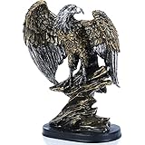 H&W 26cm H Patriotischer Adler Statue,Sandstein Harz Skulpturen für Männer,Wildvogel Adler Figuren,Abstrakte Kunst Statue Sammelfiguren für Home Büro Wohnzimmer Bücherregal Tabelle