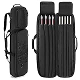 GOBUROS 4x5 Pool Queue Koffer, Billard Stick Tragetasche für 4 Kolben und 6 Schäfte, weiche Pool Stick Tasche mit großen Zubehörtaschen vorne und Schultergurt,Schwarz