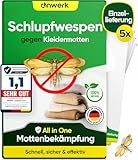 anwerk® Schlupfwespen gegen Kleidermotten - 5 Karten à 1 Lieferungen - Effektiv Kleider Motten bekämpfen - Alternative zur Mottenfalle, Mottenspray, Pheromonfalle