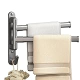Handtuchhalter Ohne Bohren, Handtuchhalter Bad, 180° Schwenkbarer Doppelter Badetuchhalter - Selbstklebend Oder mit Montagezubehör für Badezimmer, Küche