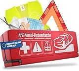 HELDENWERK KFZ Kombitasche (3 in 1) nach aktueller Norm 2025 - Inkl. Warndreieck, Warnweste - Verbandskasten Warndreieck Set Verbandskasten Auto DIN 13164:2022 (StVO konform)
