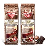 HEARTS Typ Trinkschokolade, 2er Pack, 2 x 1 kg, ca. 80 Portionen pro Beutel, fettreduziert, besonders cremig, Instant Pulver für Trinkschokolade im Vorratsbeutel