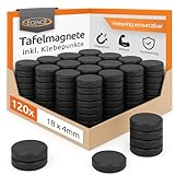 ECENCE Magnete für Magnettafel 120 Stück, Ferrit Magnet, Starke Haftmagnete für Kühlschrank, Whiteboard & Pinnwand, rund inkl. Klebepunkte, 18x4mm