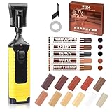NYBQ Laminat Reparaturset, 24 Stück Holz Parkett Reparaturset Neuem Upgrade-Schmelzwerkzeug, 11 Farben Hartwachs für Holzkitt Vinylboden Holzböden Möbel Arbeitsplattet Reparatur set